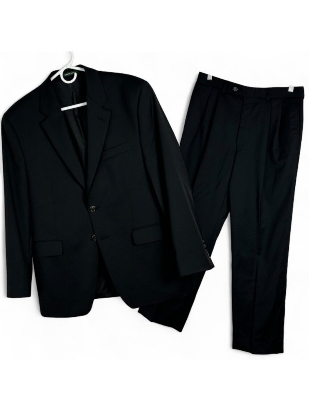 Ralph Lauren Black Pant Suit Blazer Jacket Mens Size 40 Short 100% Wool‎ Vintage